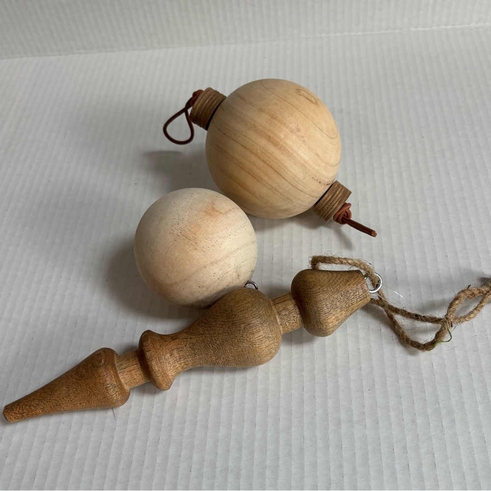 Christmas ornaments wooden architectural spheres